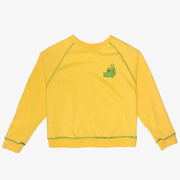 NWOT Made Some Souvenirs Sagrada Familia Sweatshirt Yellow Size Medium - Picture 1 of 9